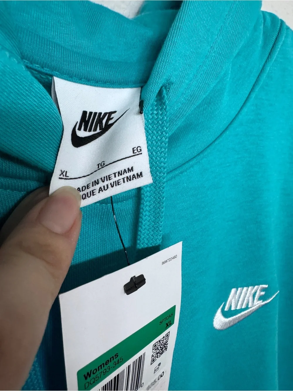 NWT Nike Women's Club Fleece Pullover Hoodie teal sz XL
